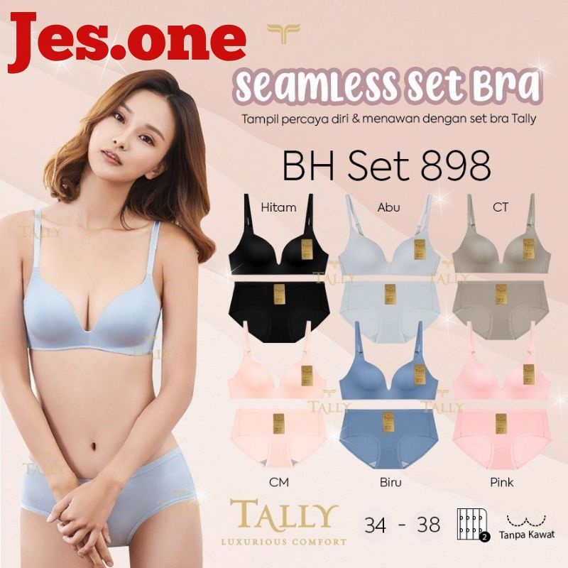 Tally 898 Bra BH Set Tanpa Kawat Push Up Seamless