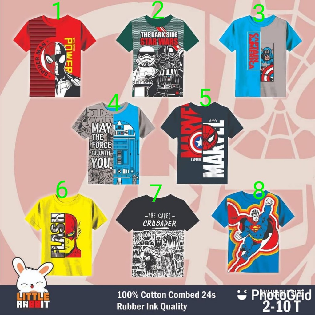 Kaos Anak Karakter Super Hero Marvel Kaos Anak Cowo Tshirts