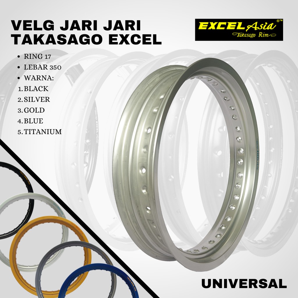 Velg pelek Takasago excel asia 350 ring 17 HITAM SILVER BIRU GOLD MERAH