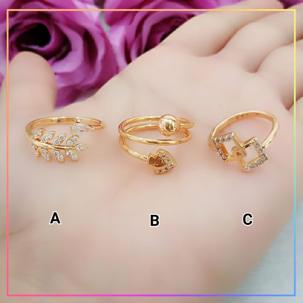 Cincin xuping cincin dewasa kupu kupu permata zirkon perhiasan cincin wanita lapis emas gold A194