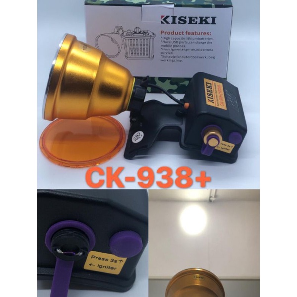 Senter Kepala LED Super Terang Kiseki 100 Watt CK-938 Original /Senter Kepala Cas/Senter Kiseki