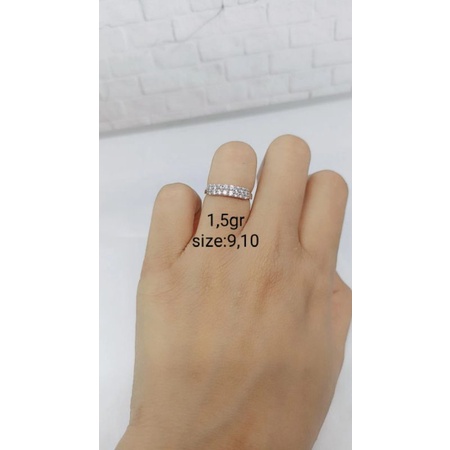 CINCIN LISTRING MP 2 BARIS  UKURAN TANGGUNG / CINCIN PERAK ASLI SILVER 925 LAPIS EMAS/ CINCIN FASHION WANITA TERBARU