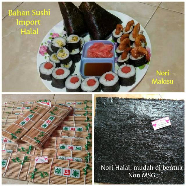 Paket Bahan Sushi Tipe 5 Halal Nori Cuka Bambu Gari Shoyu Jahe jepang gari soy sauce Vinegar seaweed red ginger