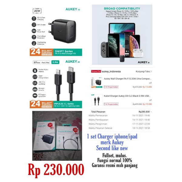 CHARGER IPHONE/IPAD AUKEY
