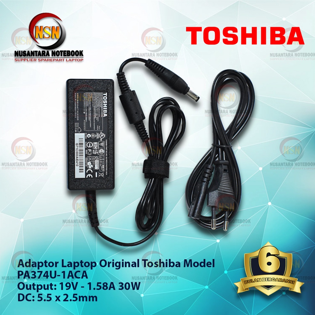 Adaptor Charger Original Toshiba 19V - 1.58A 30W DC 5.5*2.5 mm