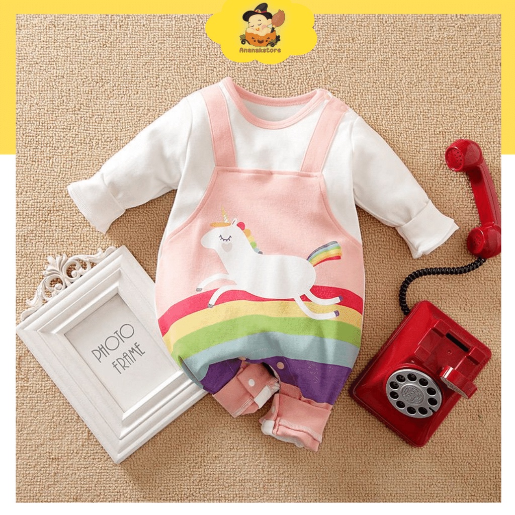 ANANAKSTORE - Baju jumper lengan panjang anak perempuan 0-2 tahun motif PELANGI UNICORN / Jumper bayi IMPOR KOREA