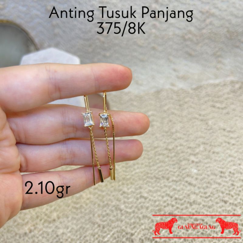 New Collection Anting Tusuk Panjang Model Korea Emas Asli Kadar 375/8K Terbaru Elegant Look Perhiasa