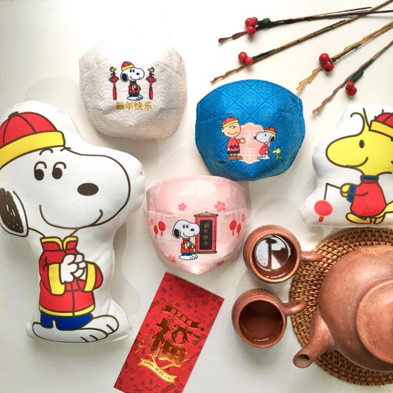 masker kain nonmedis snoopy cute masker batok lucu murah anak dewasa kembar masker CNY snoopy