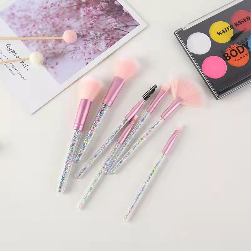 pink mall—Kuas Makeup Set 7pcs Kosmetic Brush Powder Eye Shadow Foundation Blusher Blending Beauty