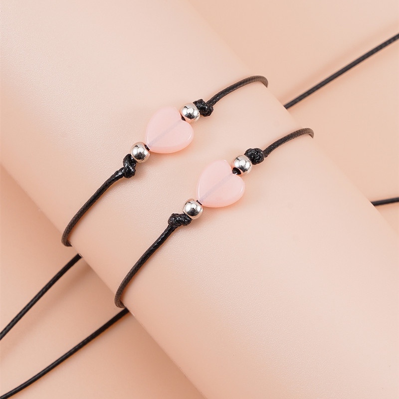 2pcs / Set Gelang Tangan Handmade Adjustable Motif Hati / Kupu-Kupu / Ikan Untuk Pasangan / Pria / Wanita