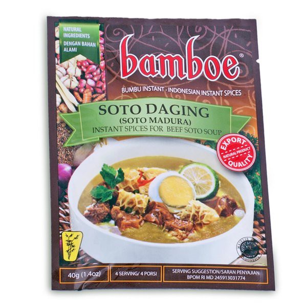 

BAMBOE Spices Beef Soto Soup - Bumbu Instant Soto Daging Madura 40gr