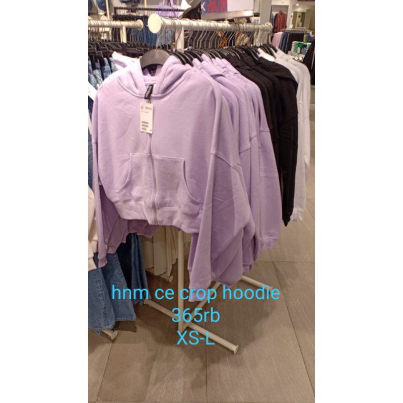 H&M WOMEN NEW HOODIE CROP WANITA POLOS