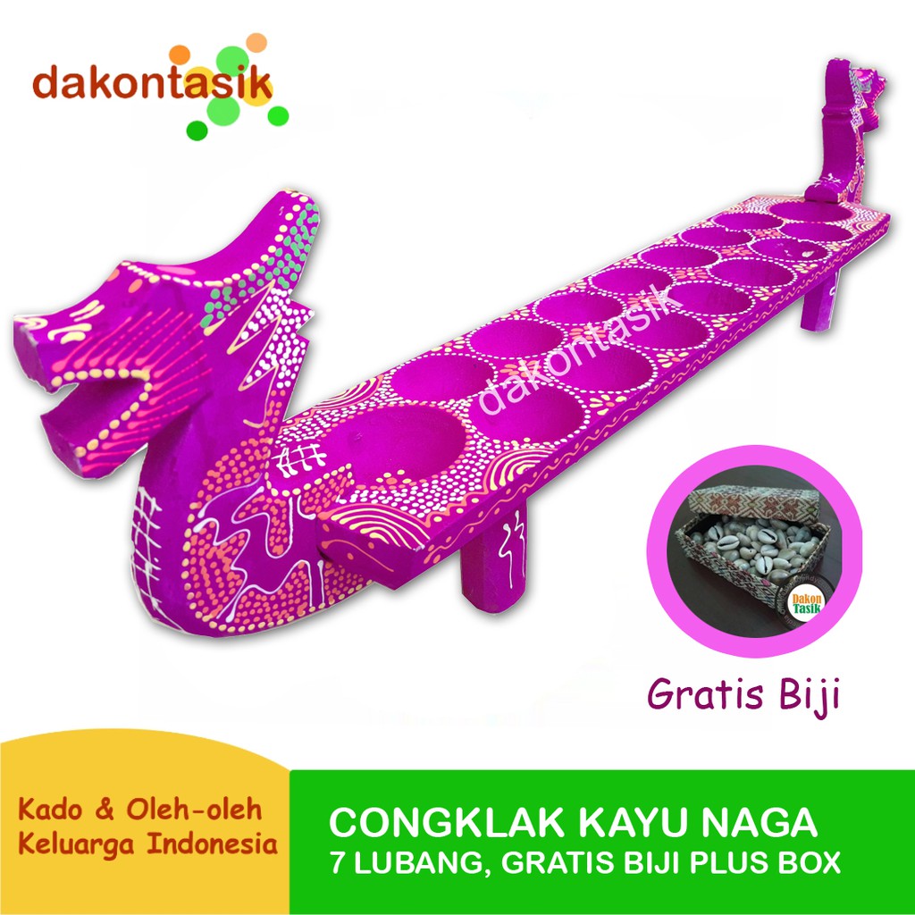 DakonTasik - Congklak Kayu Naga Gratis Biji dan Box Wadah Untuk Kado dan Oleh-oleh