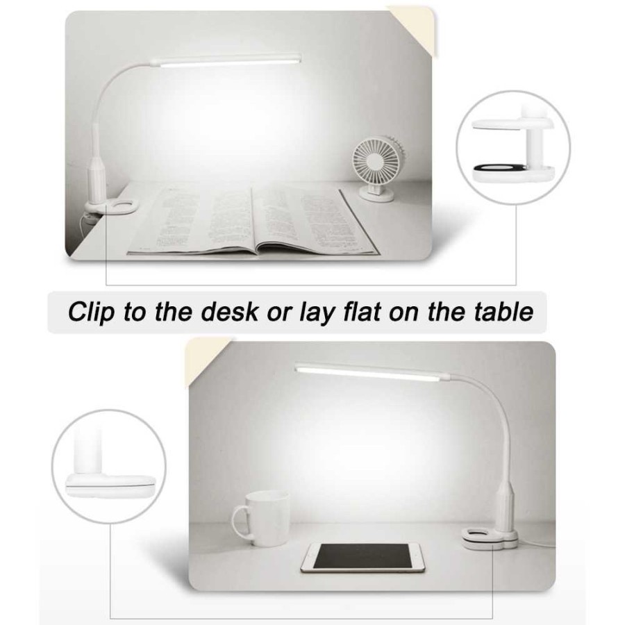 Lampu Meja LED Eye Protection Desk Lamp Clip 24 LED 5W 5000K-5500K - L1515W - White