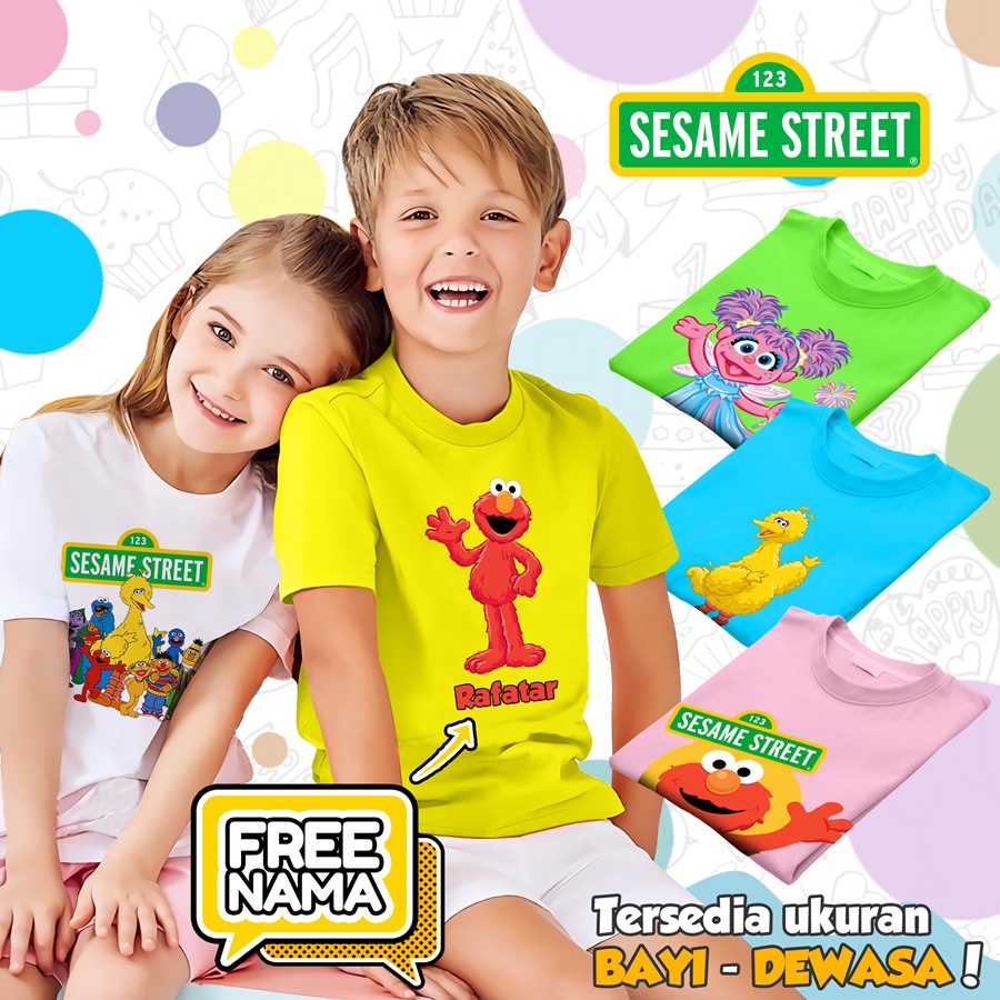 [FREE NAMA!!] Kaos Baju COUPLE  ANAK DAN DEWASA SESAME STREET ELMO BANYAK MOTIF