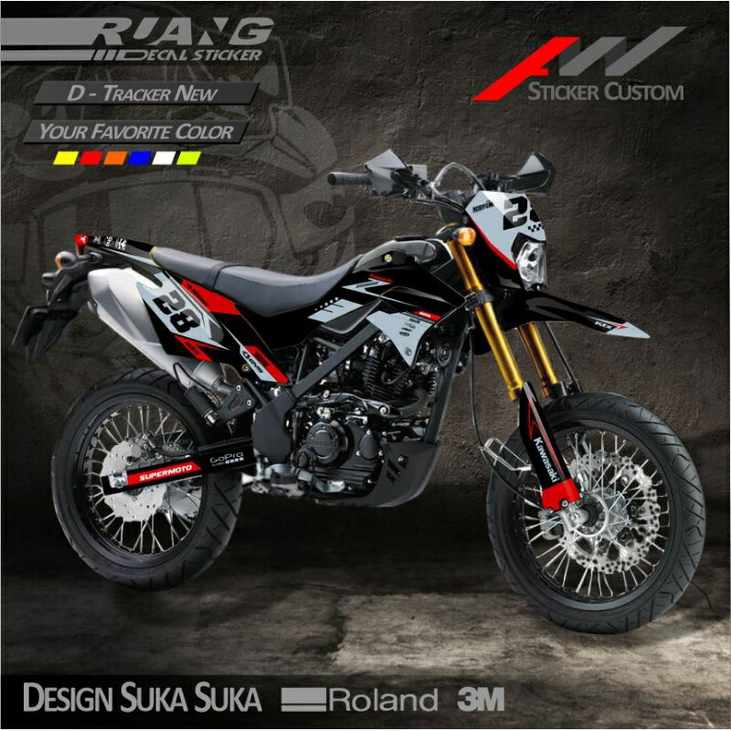 DECAL D TRACKER NEW MERAH HITAM SIMPLE SILVER