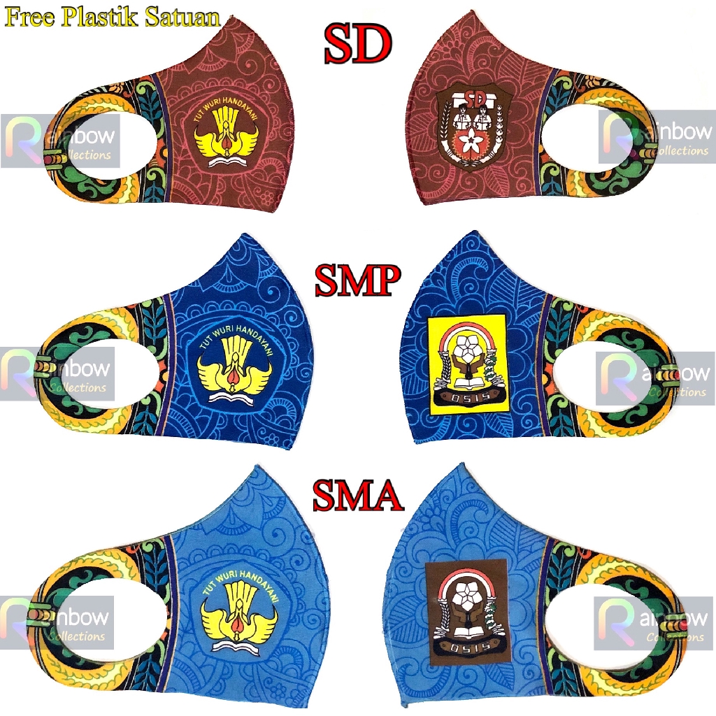 MASKER SCUBA ANAK SEKOLAH SD / SMP / SMA / PRAMUKA - MASKER KAIN CUCI ULANG