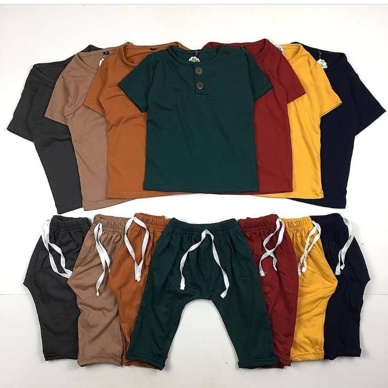 BEST SELLER SET BUTTON PANJANG TODDLER PINEAPPLE USIA 6 bulan - 3 tahun