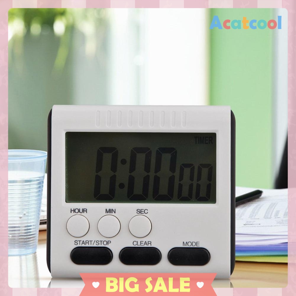 Magnetic Large LCD Digital Kitchen Timer Alarm Count Up Down Clock 24 Hours