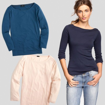 [3 Warna] JC Kaos Wanita Lengan Panjang Longsleeve Boatneck Tee