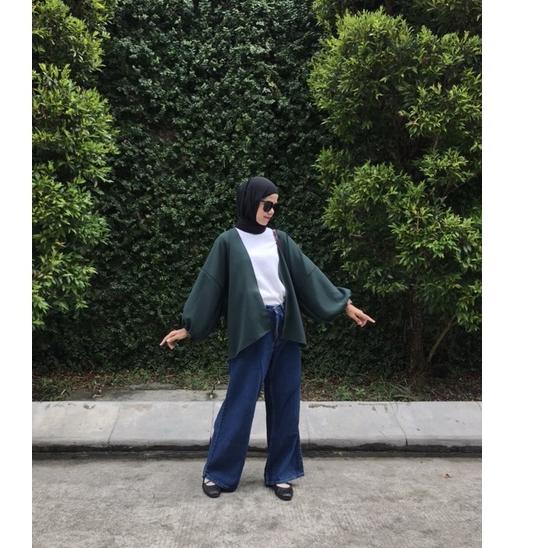 Harga Bersahabat.. kiyowo outer balon hijau botol / outer korean / outer wanita all size