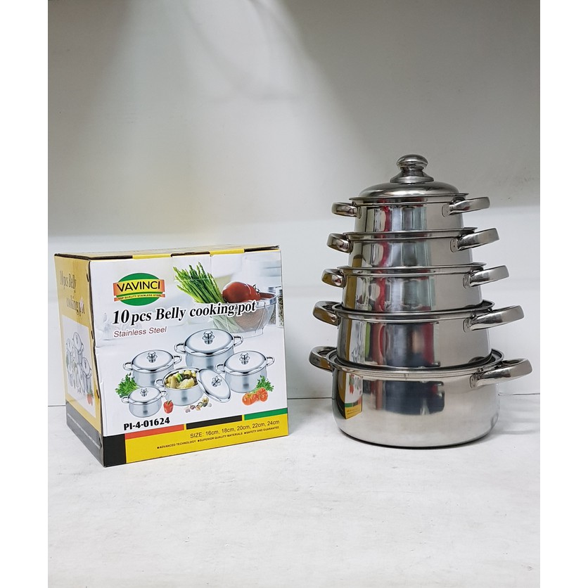 Panci Set Vavinci Belly Cooking Pot Stainless