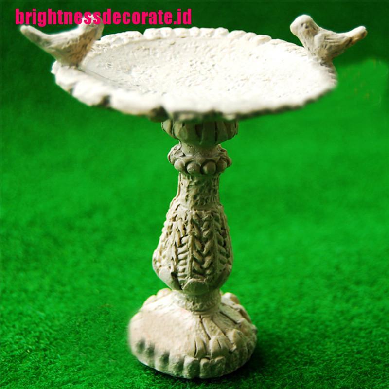 Brightid Miniatur Air Mancur Mandi Burung Bahan Resin Dekorasi Rumah Boneka 1: 12