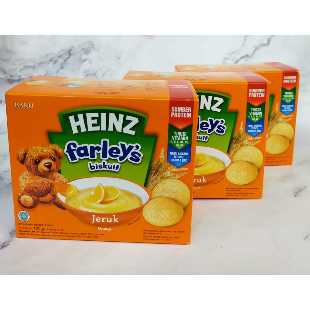 HEINZ FARLEY'S BISKUITBAYI 120 GR JERUK ,BISKUIT BAYI FARLEY'S ORANGE ,FARLEY;S BISKUIT BAYI ,MPASI