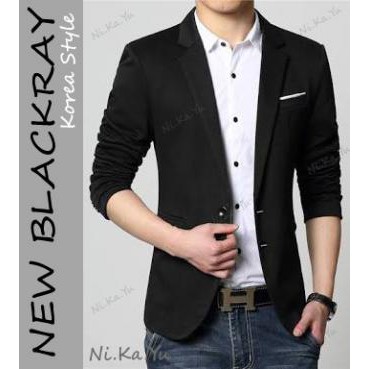 GROSIR - BLAZER BLACKRAY (S M L XL) - MODEL KOREA JAS PRIA PESTA KERJA KANTOR