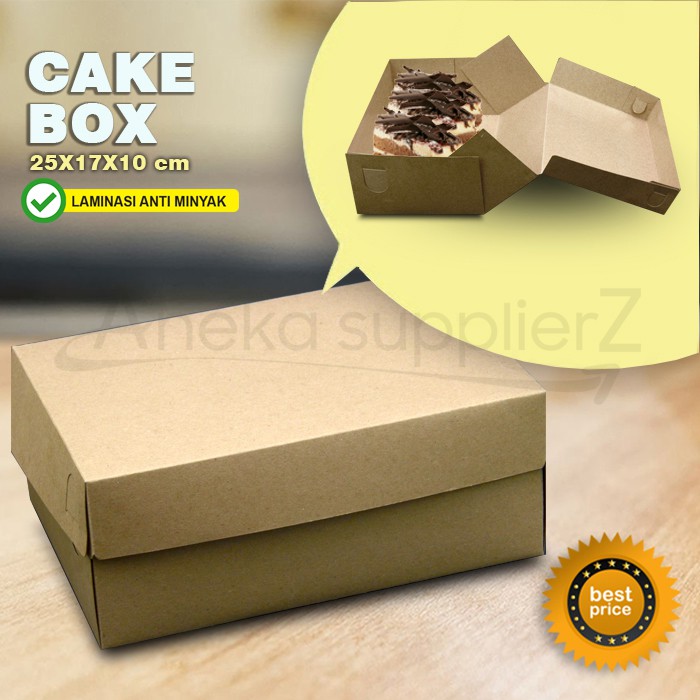 

Cake Box - Kotak Kue - Dus Kue KRAFT COKLAT 25 x17x10 cm (20pc)