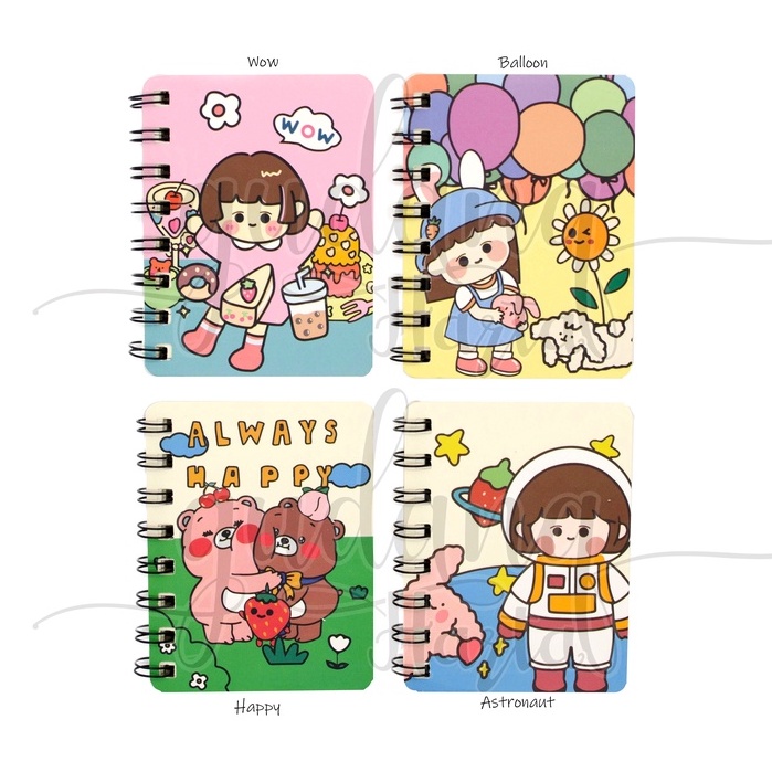 Notebook A7 Spiral Outdoor Girl Buku Mini Balon Ceria Astronot GH 308509