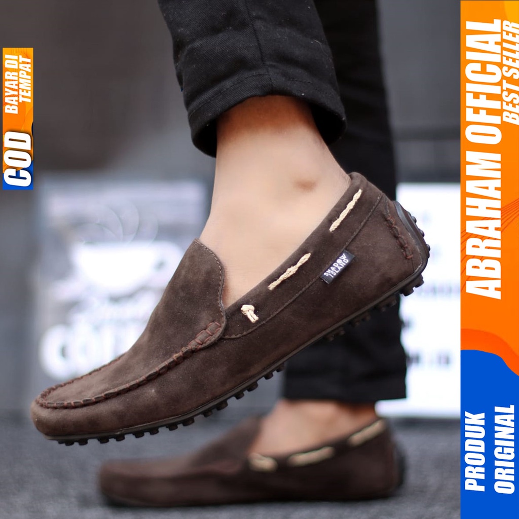 Sepatu Slip On Casual Santai Slop Hitam Kerja Pria Abraham Hunigo