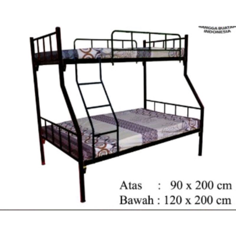 big sale ranjang tingkat besi ukuran 120x90x200 tanpa busa