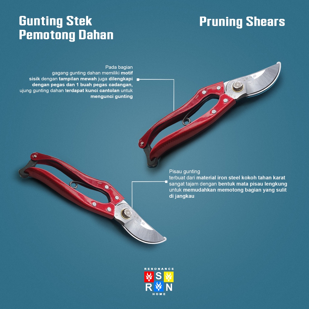 Gunting Dahan Ranting Stainless Steel Tajam / Garden Shears Resonance Home