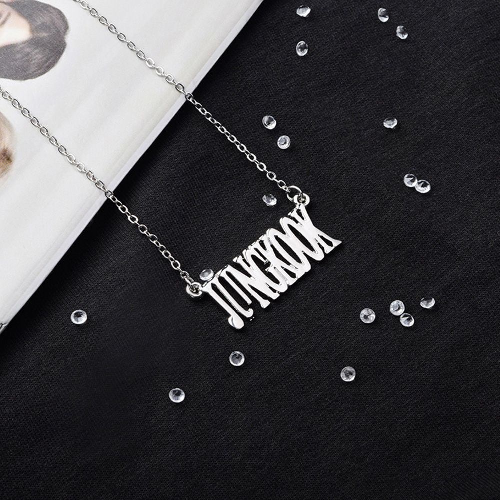 Chookey Kalung Rantai Alloy Dengan Liontin Tulisan Nama Jung Kook Kpop Bts Rap Suga J-Hope V Jin Jimin Bangtan Boys