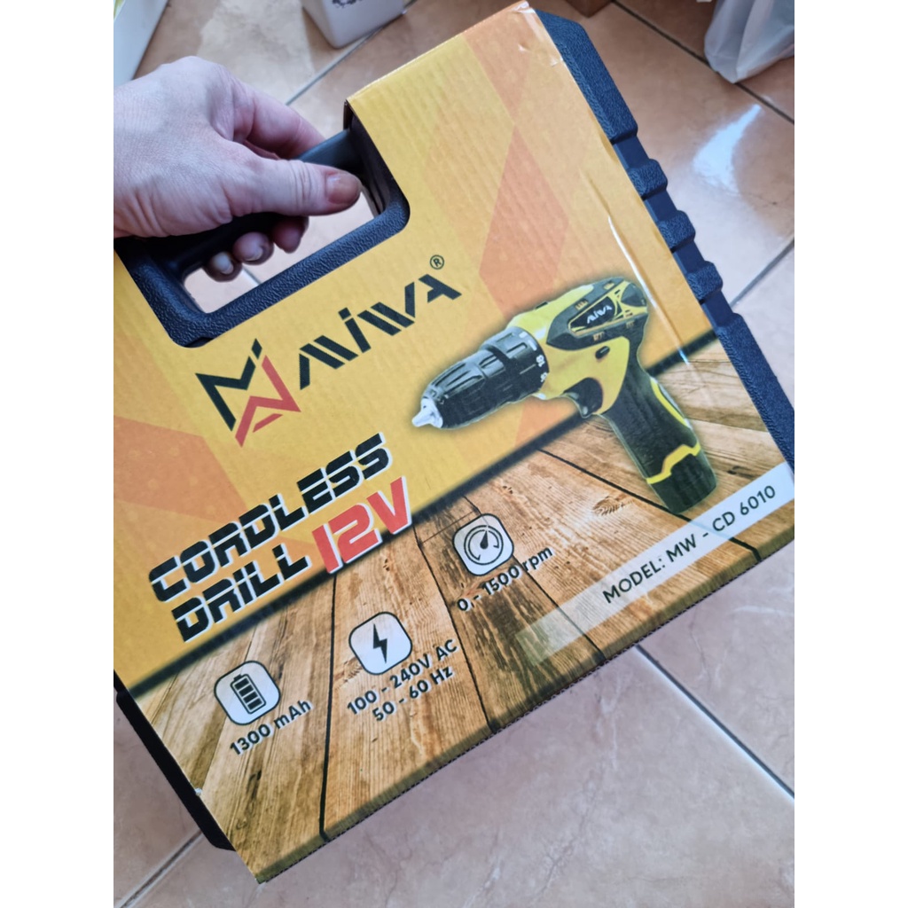 MESIN BOR CORDLESS/ BATERAI CES 12v + ACCESORIES SET MIWA