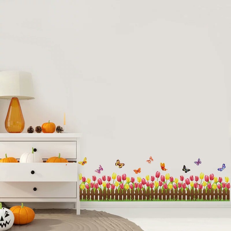 RELIZA WALL STICKER RUMPUT PAGAR BUNGA TULIP GRASS FLOWER AY735 STIKER DINDING