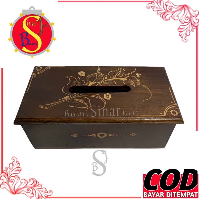 (BISA COD) Tempat Tisu - Tempat Tissu - Tempat Tissue - Tempat Tissu Kotak Tisu Dari Kayu Jati Asli