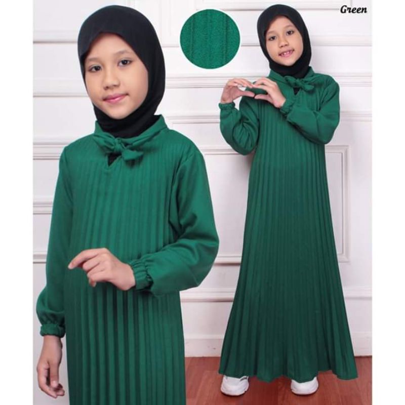 Gamis Plisket Pita Anak Busana Muslin Anak Perempuan Gamis Plisket Anak