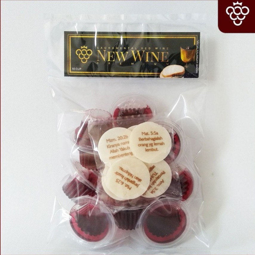 

Anggur Perjamuan Kudus Cup Premium + Hosti Ayat Kecil - Isi 10 Cup New Wine