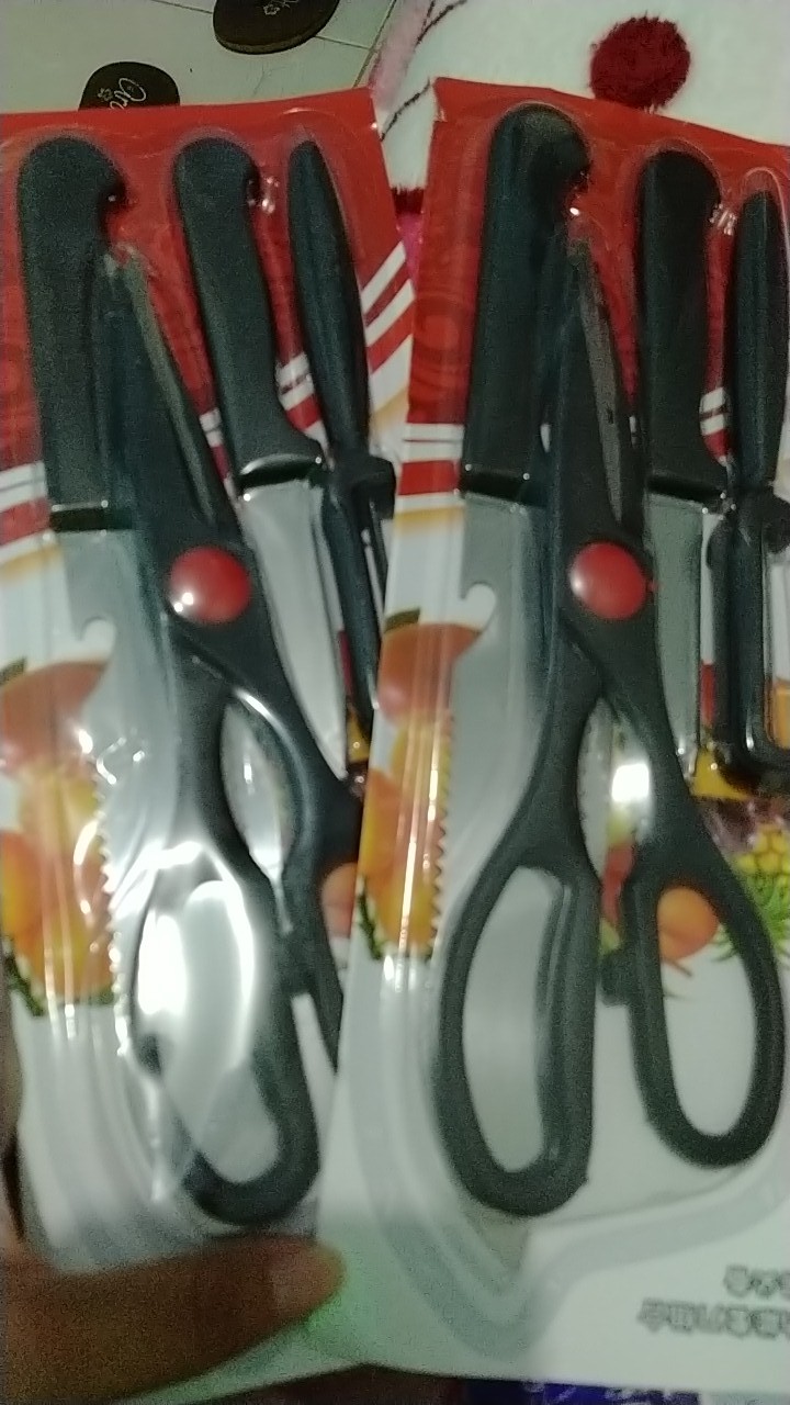 J9 - Kitchen Knife Set 4in1 Import - Set Pisau Dapur Stainless