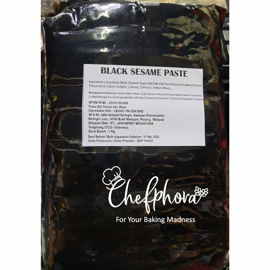

Isian Kue Bulan Mooncake Pao Black Sesame Less Sweet Paste Wijen Hitam Lotus Leong Yin 1KG