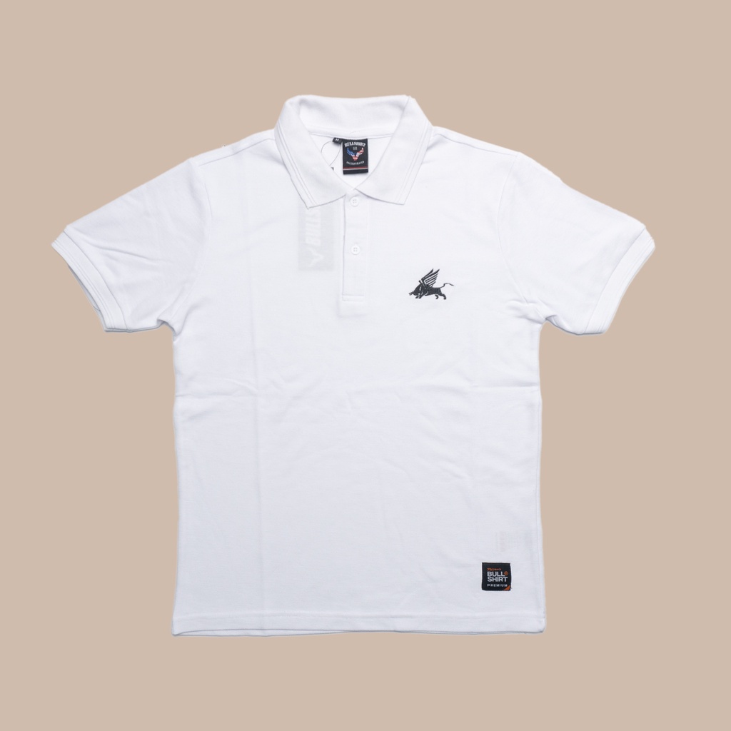 BULLSHIRT Kaos Polo Kerah Pria Distro Original Premium Lacoste Polo Shirt Putih