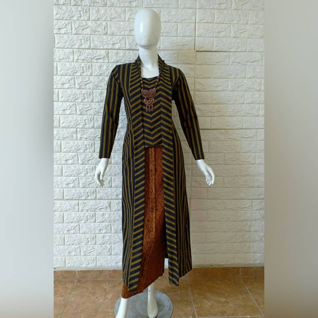 Jual PROMO Kebaya Long Tunik Lurik Kutubaru Kartini Jawa Tradisional