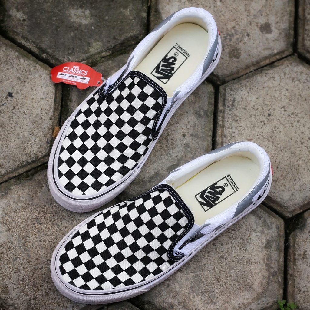 PROMO Vans Slip On Checkerboard Flame Premium | Trend Sepatu Slip On Pria dan Wanita Terbaru