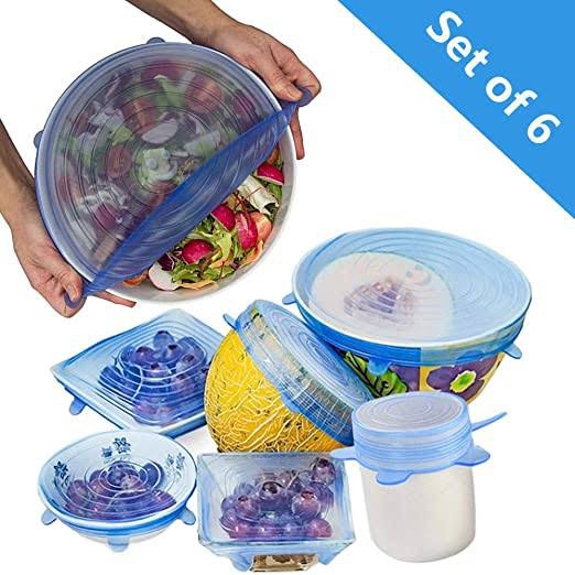 Penutup Wadah Makanan Elastis Serbaguna - 6 Ukuran - Stretch Bowl 6in1 Cover Lid Silicone 6 in 1