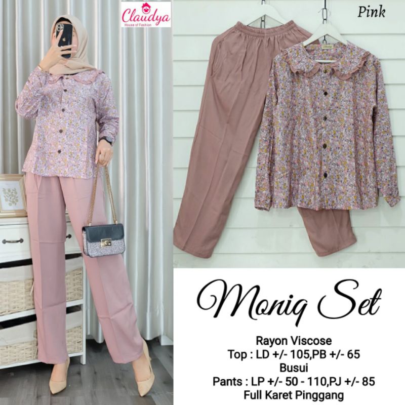 MONIQ SET/SETELAN WANITA BLOUSE+CELANA FULL KARET PINGGANG