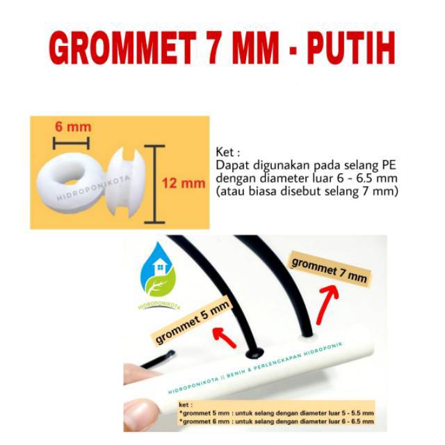 grommet/seal 7 mm untuk selang 7 mm - grommet untuk selang 7 mm