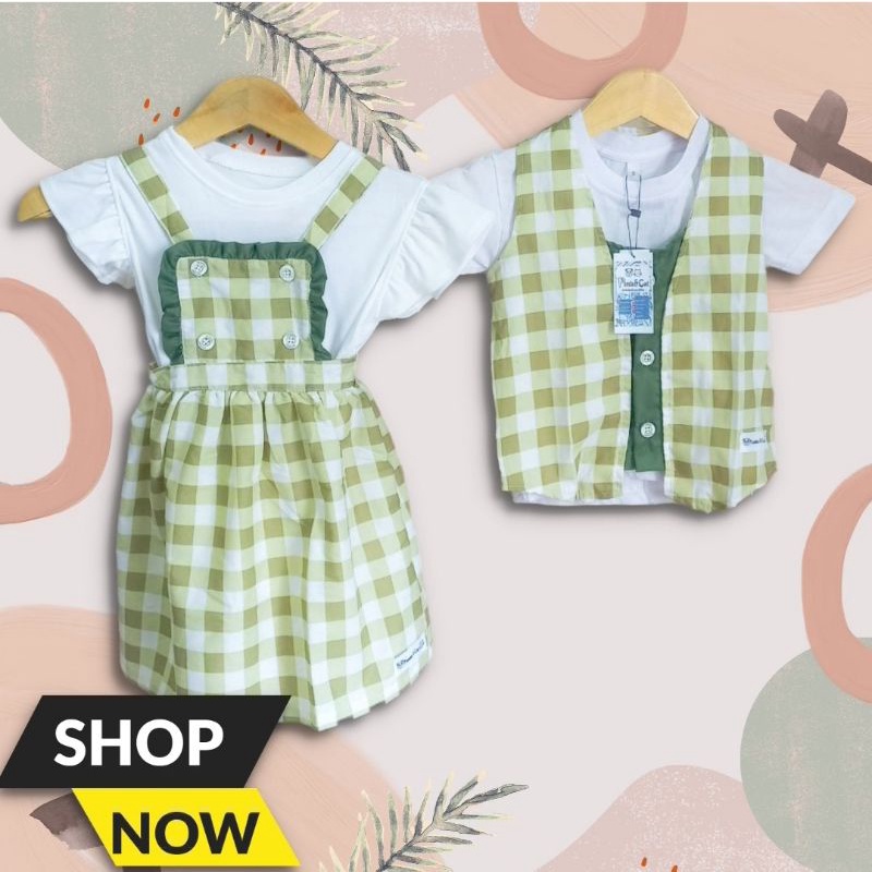 Baju Anak Cewek Cowok / Baju Anak Kembar / Baju Anak Kembar Cowok Cewek Warna Hijau