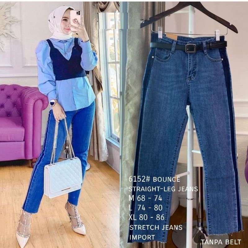 MDLV 6152 BOUNCE STRAIGHT LEG JEANS CELANA JEANS WANITA CELANA JEANS PANJANG PREMIUM FASHION IMPORT